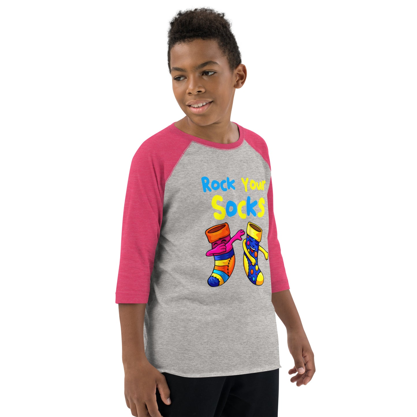 Rock Your Socks Youth Baseball Shirt (Unisex)