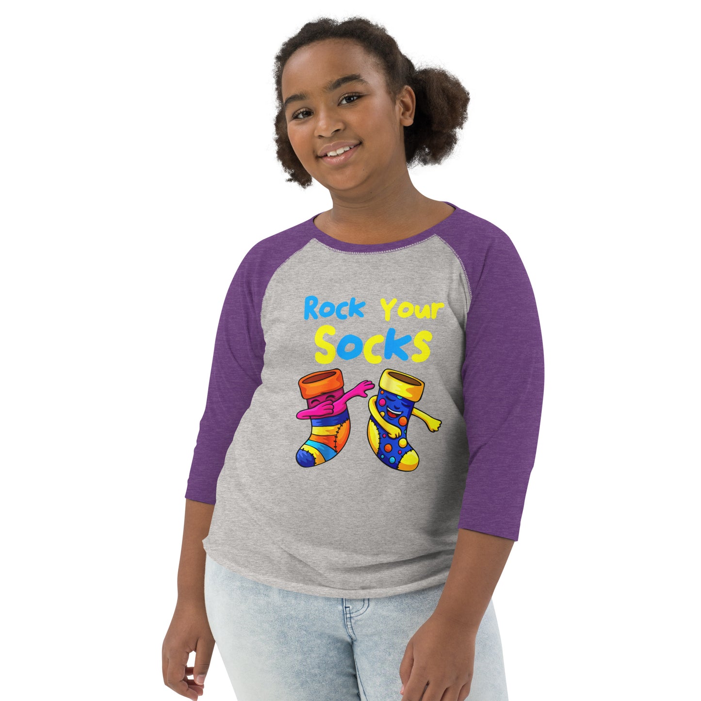 Rock Your Socks Youth Baseball Shirt (Unisex)