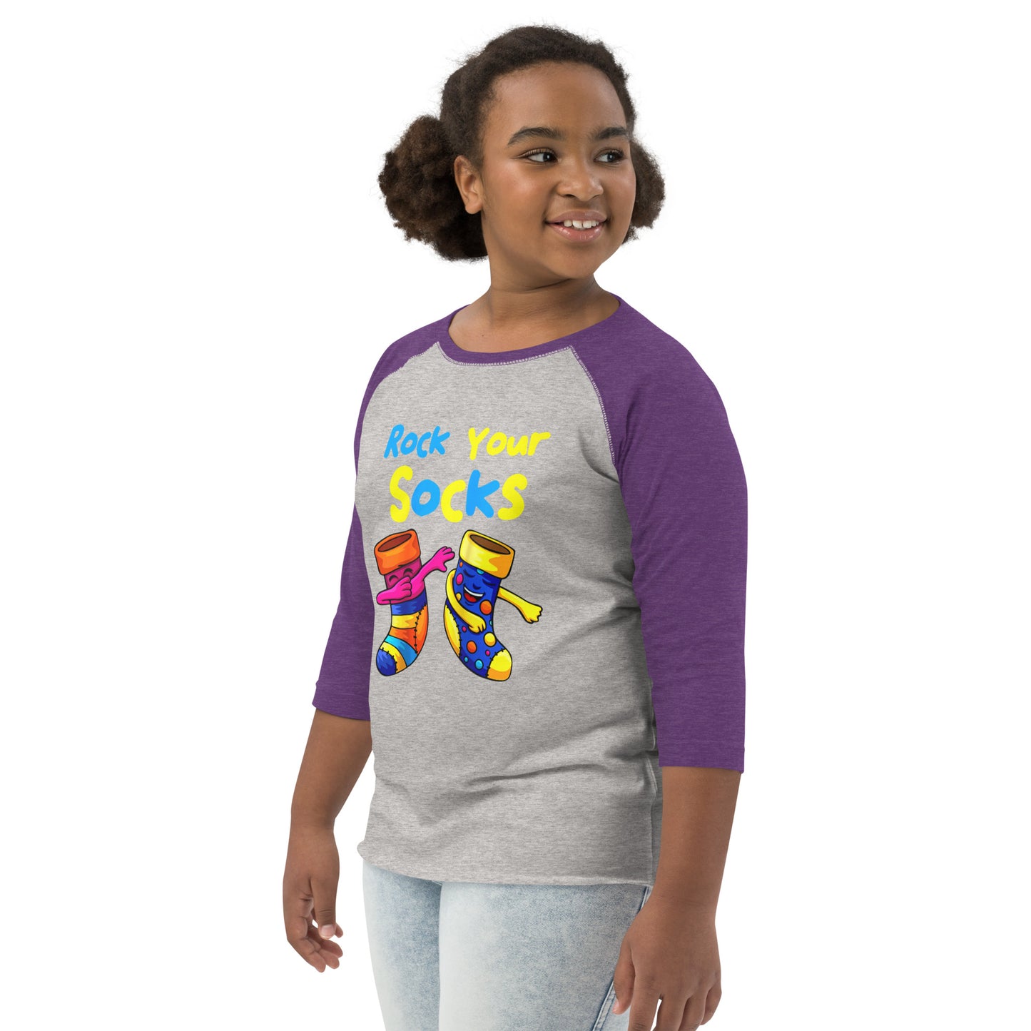 Rock Your Socks Youth Baseball Shirt (Unisex)