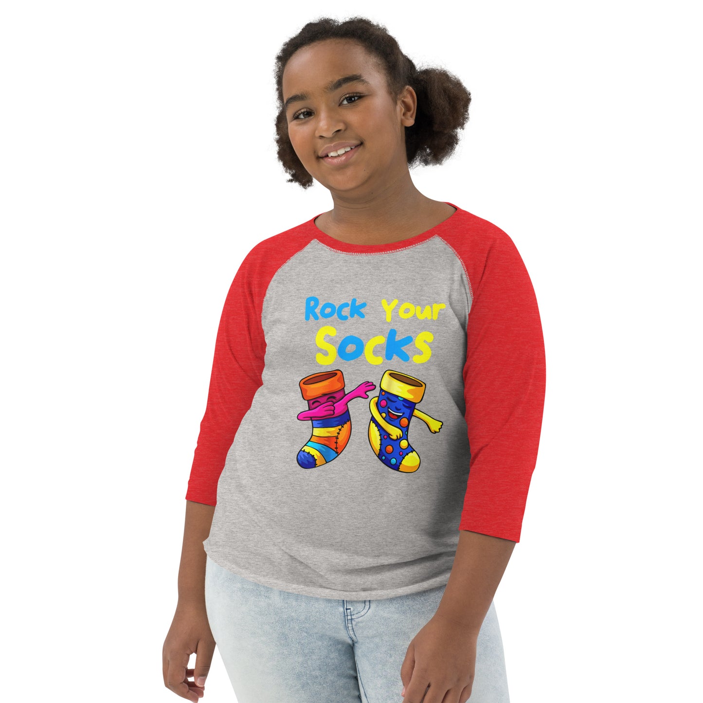 Rock Your Socks Youth Baseball Shirt (Unisex)