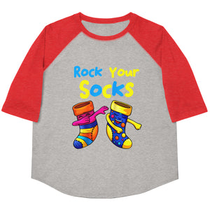 Rock Your Socks Youth Baseball Shirt (Unisex)