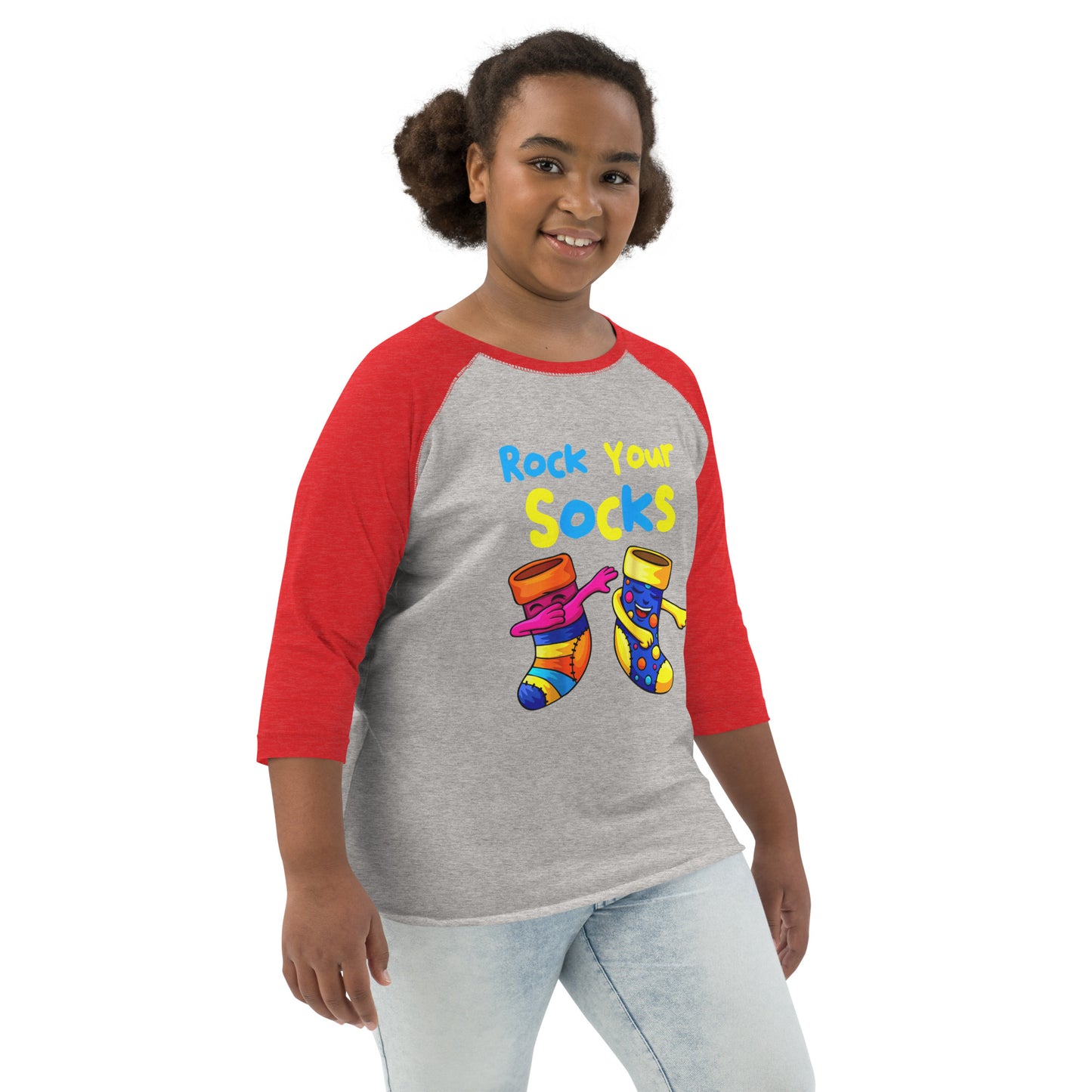 Rock Your Socks Youth Baseball Shirt (Unisex)