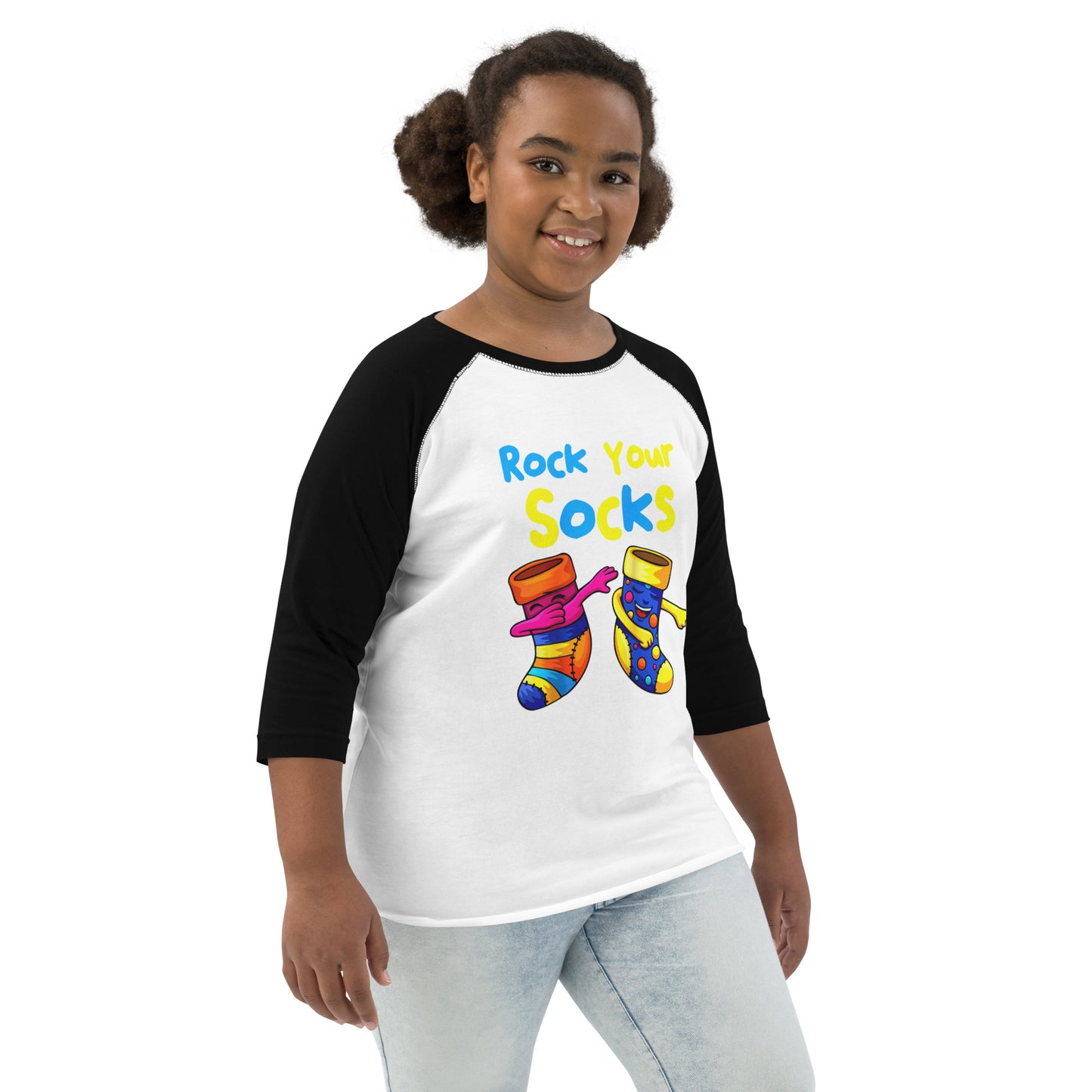 Rock Your Socks Youth Baseball Shirt (Unisex)