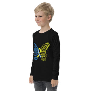 Down Syndrome Awareness Month Butterfly Youth Long Sleeve Tee (Unisex)