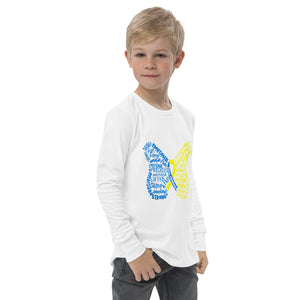 Down Syndrome Awareness Month Butterfly Youth Long Sleeve Tee (Unisex)